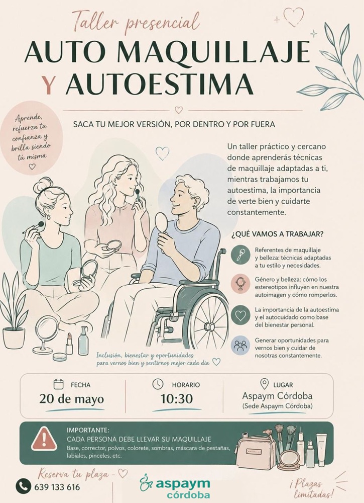 Cartel taller presencial automaquillaje y autoestima